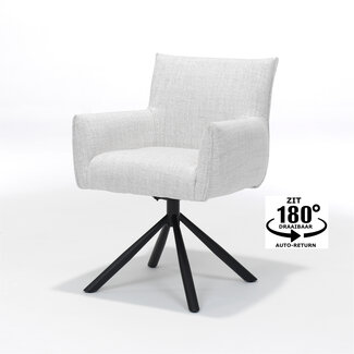 RV Design Draaibare eetkamerstoel Focus met armleuningen en auto-return – Oasis shell stof Naturel