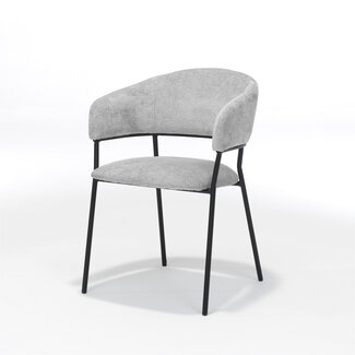 RV Design Eetkamerstoel Liam met armleuningen – Perfect Harmony stof Licht Grijs