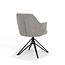 RV Design Draaibare eetkamerstoel Calvin met armleuningen en auto-return – UKFR Soft stof Pebble