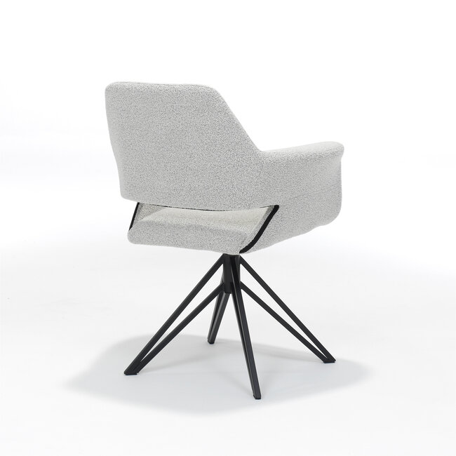 RV Design Draaibare eetkamerstoel Katy met armleuningen en auto-return –  Teddy Stof Champagne