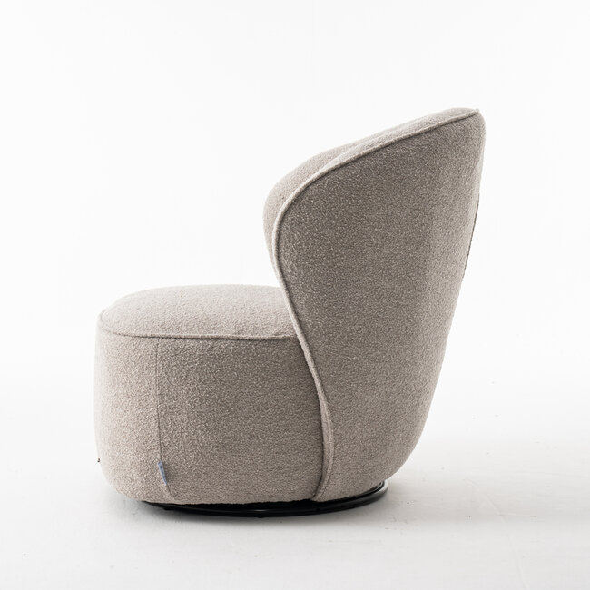 RV Design Luxe draaifauteuil Sammy – Teddy stof Naturel met 360° draaifunctie en pocketvering