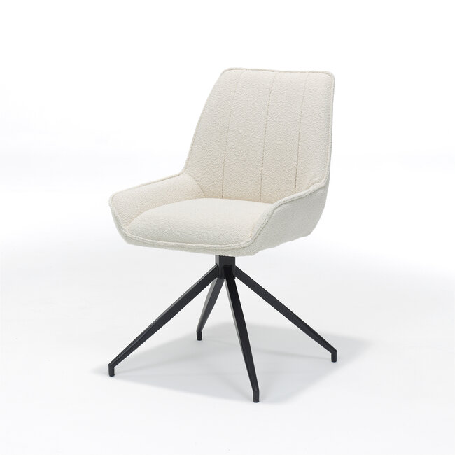 RV Design Draaibare eetkamerstoel Montana met armleuningen – teddy stof ecru