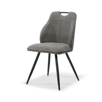 RV Design Eetkamerstoel Adele met handgreep – Retro Bliss stof antraciet met zwart metalen onderstel