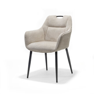 RV Design Eetkamerstoel Adele met armleuningen en handgreep – Retro Bliss stof Natural