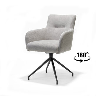 RV Design Draaibare eetkamerstoel Joey met armleuningen en pocketvering – Aragon Grijs