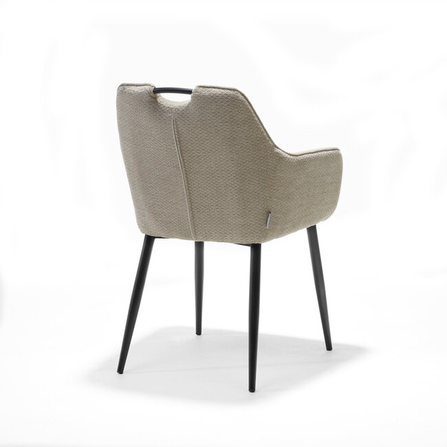 RV Design Eetkamerstoel Adele met armleuningen en handgreep – Retro Bliss stof Natural