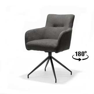 RV Design Draaibare eetkamerstoel Joey met armleuningen en pocketvering – Aragon Antraciet