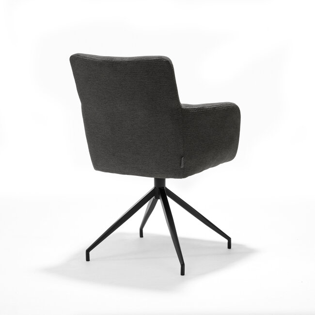 RV Design Draaibare eetkamerstoel Joey met armleuningen en pocketvering – Aragon Antraciet