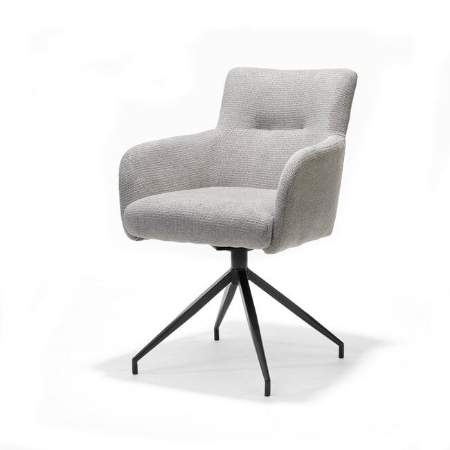 RV Design Draaibare eetkamerstoel Joey met armleuningen en pocketvering – Aragon Grijs