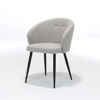 RV Design Eetkamerstoel Kelly – Teddy stof Naturel met zwart metalen onderstel