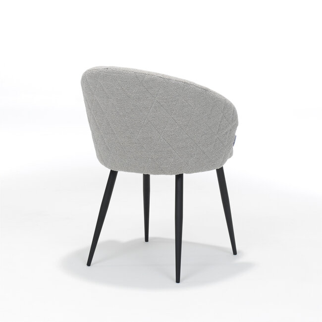 RV Design Eetkamerstoel Kelly – Teddy stof Naturel met zwart metalen onderstel