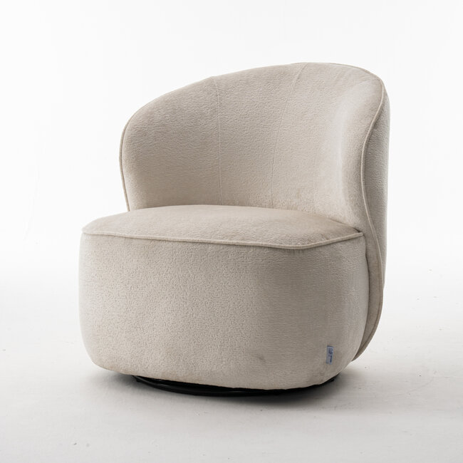 RV Design Luxe draaifauteuil Sammy – Loris stof Cream met 360° draaifunctie en pocketvering