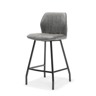 RV Design Moderne barkruk Gino in Soft stof steel met zwart metalen frame