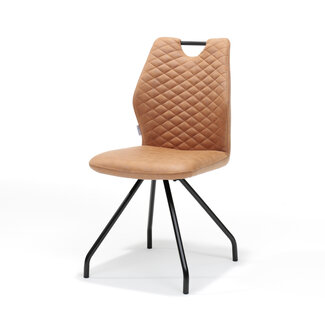 RV Design Eetkamerstoel Carlos – Soft stof Cognac met zwart metalen onderstel