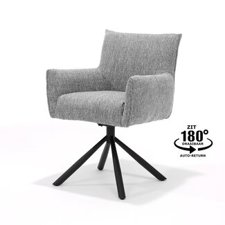 RV Design Draaibare eetkamerstoel Focus met armleuningen en auto-return – Oasis shell stof Grijs