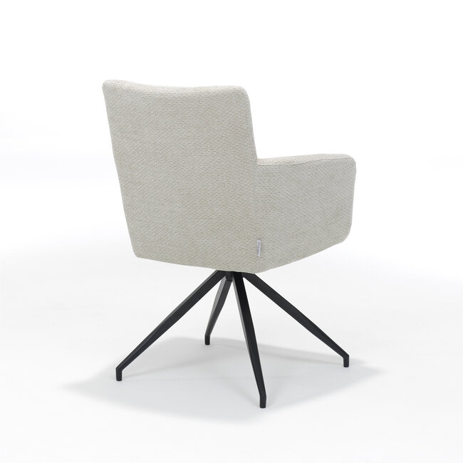 RV Design Draaibare eetkamerstoel Joey met armleuningen en pocketvering – Retro Bliss Naturel