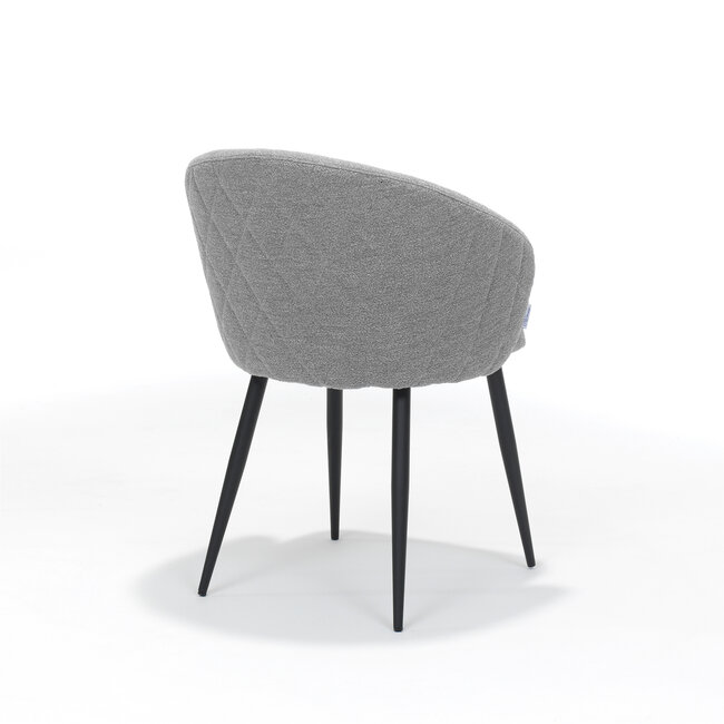 RV Design Eetkamerstoel Kelly – Teddy stof Steel met zwart metalen onderstel