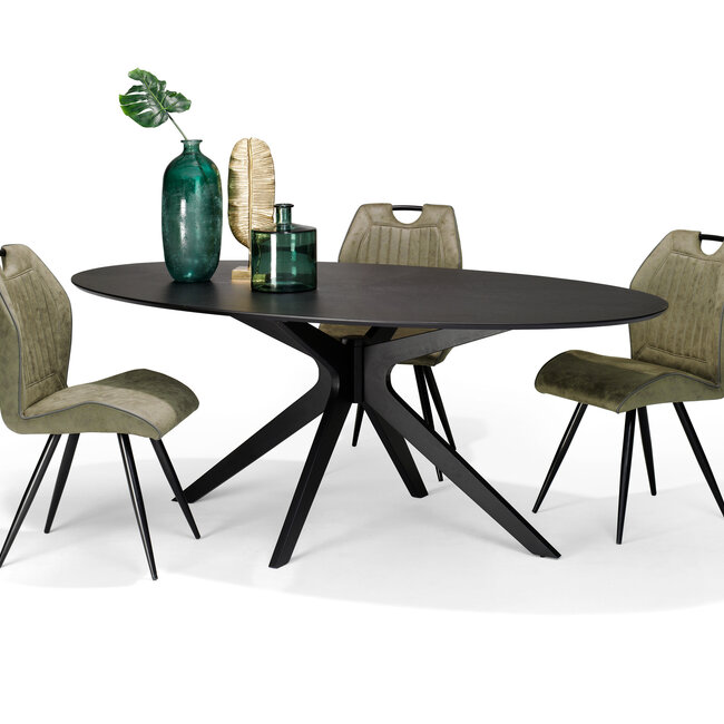 RV Design Julia ovale eettafel 200x110 cm Eiken Zwart