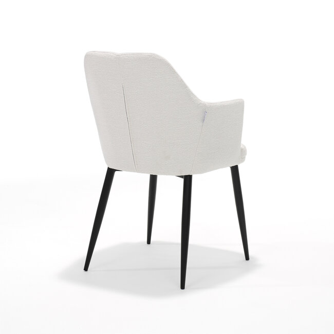 RV Design Eetkamerstoel Calvin met armleuningen – Teddy Alpine stof Ivory