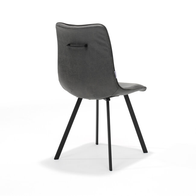 RV Design Eetkamerstoel Cora zonder armleuningen met handgreep – Bull microleder Graphite