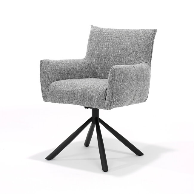 RV Design Draaibare eetkamerstoel Focus met armleuningen en auto-return – Oasis shell stof Grijs