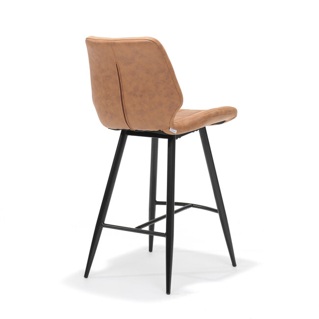 RV Design Industriële barkruk Borgo met zwart onderstel – Soft stof  Cognac