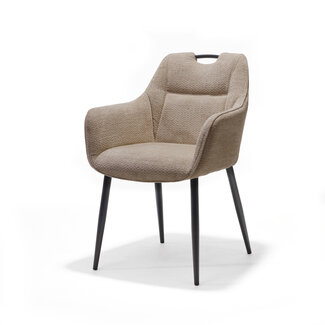 RV Design Eetkamerstoel Adele met armleuningen en handgreep – Retro Bliss stof Taupe