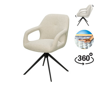 RV Design Draaibare eetkamerstoel Move met relax rug en pocketvering – Sahara stof Glacier Ash