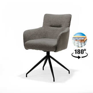 RV Design Draaibare eetkamerstoel Joey met armleuningen en pocketvering – Retro Bliss Antraciet