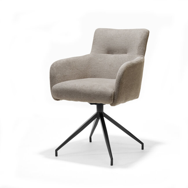 RV Design Draaibare eetkamerstoel Joey met armleuningen en pocketvering – Aragon Beige
