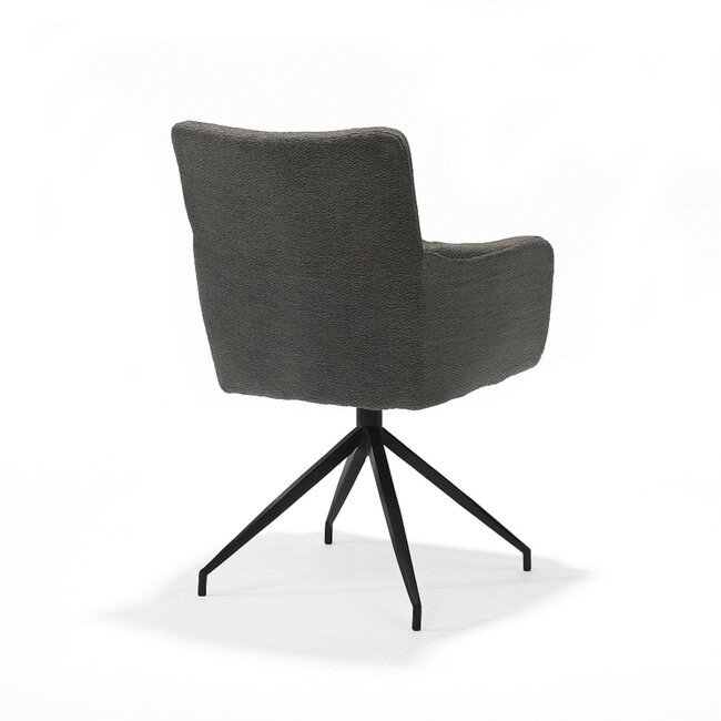 RV Design Draaibare eetkamerstoel Joey met armleuningen en pocketvering – Retro Bliss Antraciet
