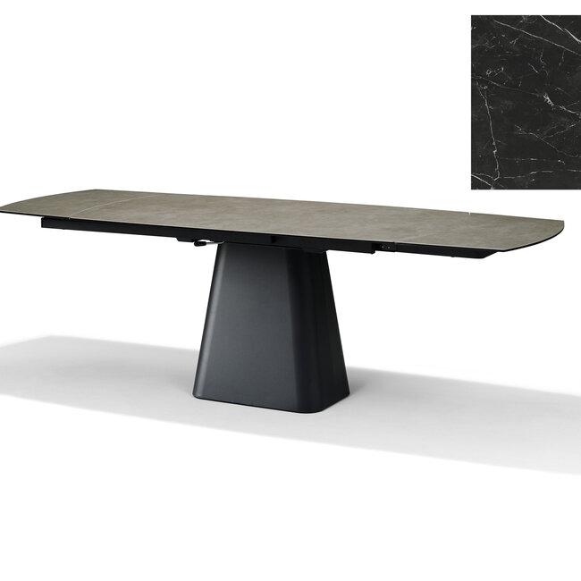 RV Design RICK uitschuifbare ovale eettafel 160-240 cm Zwart Marmer