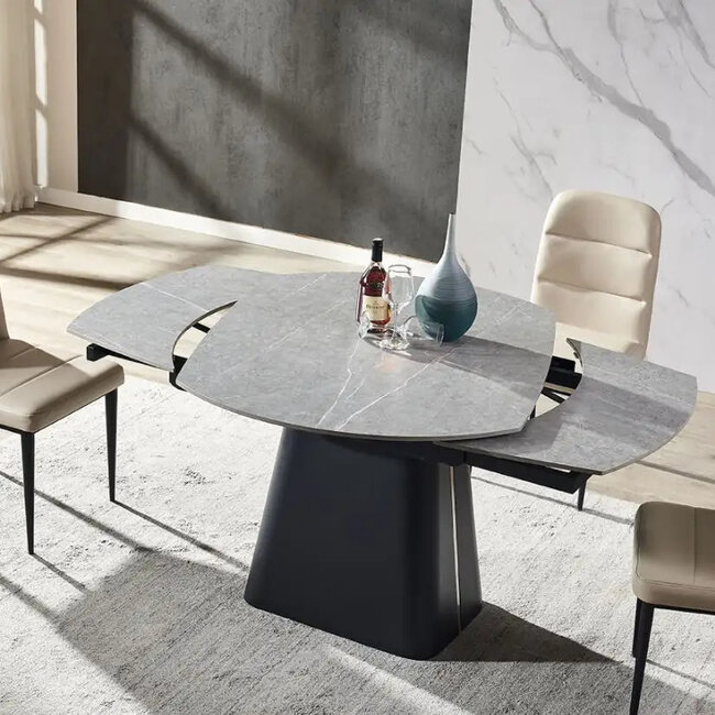 RV Design RICK uitschuifbare ovale eettafel 160-240 cm Zwart Marmer