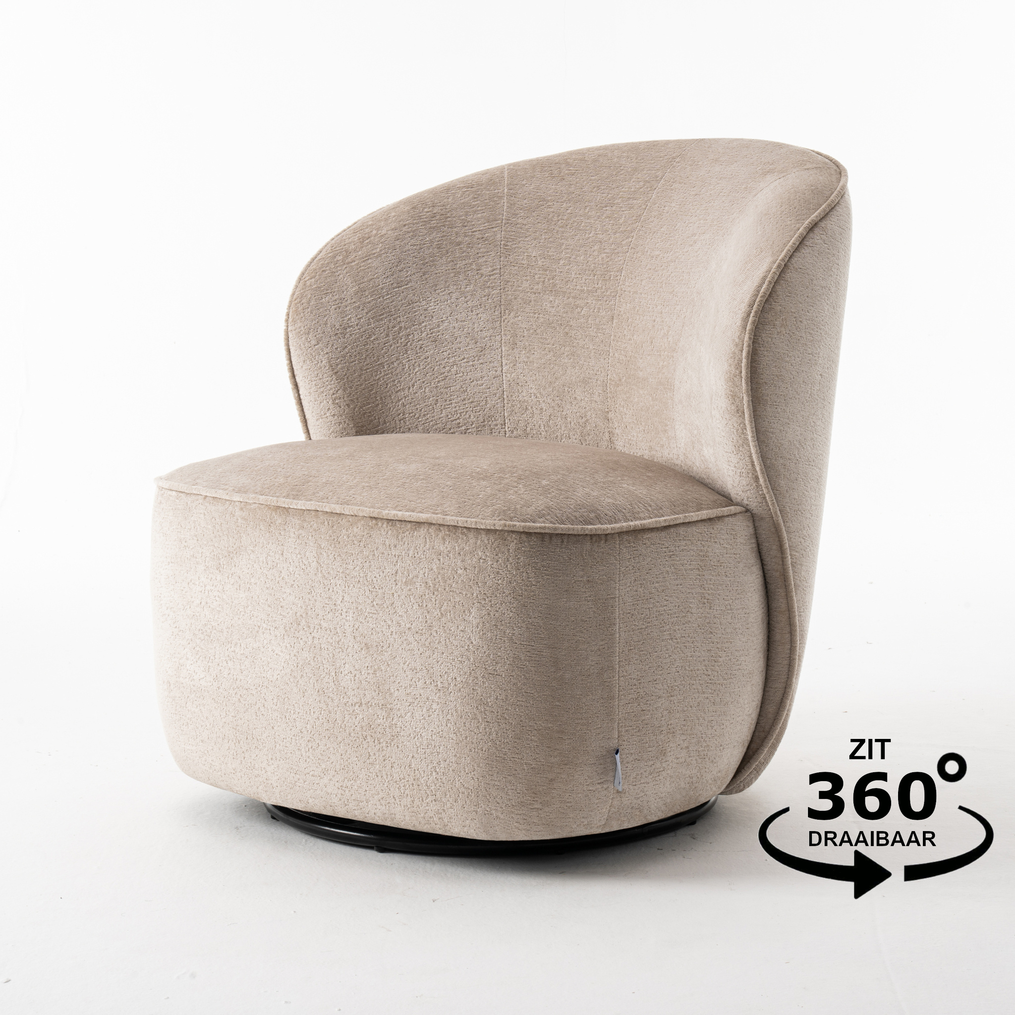 Sammy Draaifauteuil Stof Loris #05 Beige - Brooz Meubelen