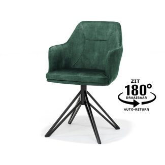 RV Design Draaibare eetkamerstoel Calvin met armleuningen en auto-return – Aurora stof Hunter