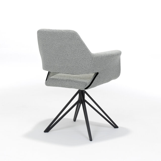 RV Design Draaibare eetkamerstoel Katy met armleuningen en auto-return – Teddy stof Steel