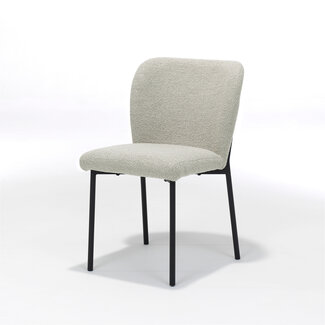 RV Design Eetkamerstoel Ventura – Teddy-Alpine stof Ivory met zwart onderstel