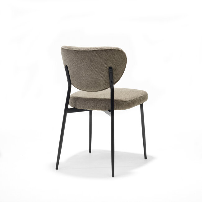 RV Design Eetkamerstoel Lucas – Aragon stof beige met zwart metalen onderstel
