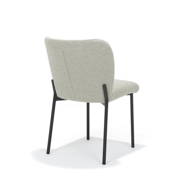 RV Design Eetkamerstoel Ventura – Teddy-Alpine stof Ivory met zwart onderstel