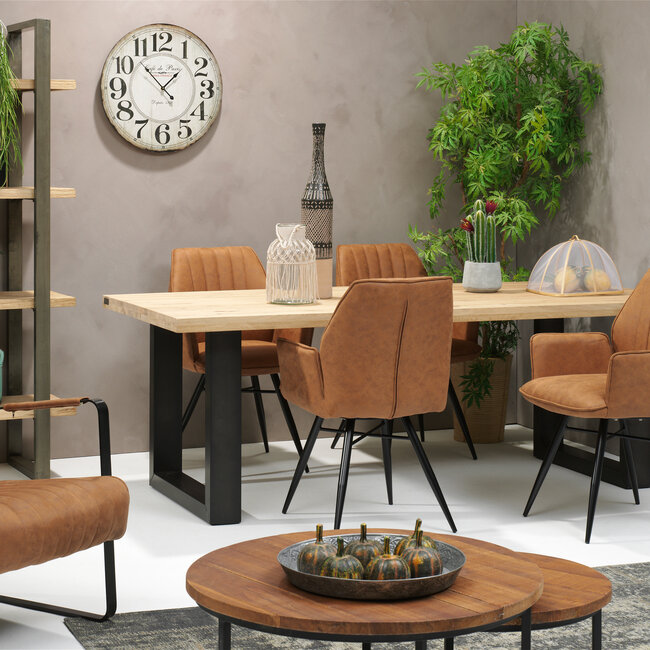 RV Design Armstoel Clark – Soft stof steel met zwart metalen onderstel