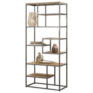 Wandmeubel Lagoon – mangohout met zwart stalen frame