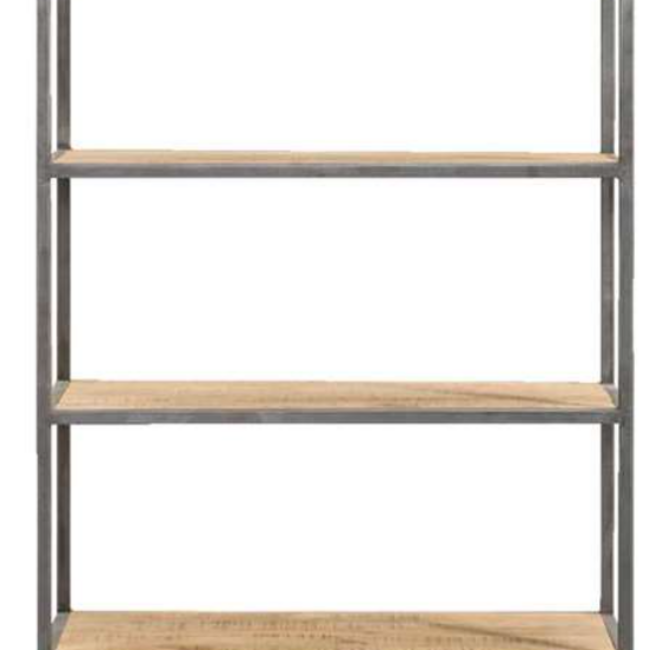 RV Design Boekenkast Lagoon – mangohout met 2 lades en zwart metalen frame