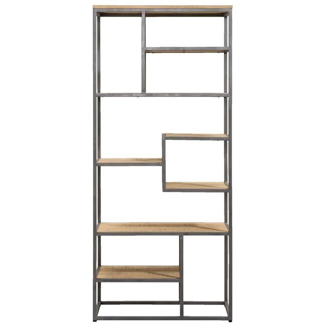 Wandmeubel Lagoon – mangohout met zwart stalen frame