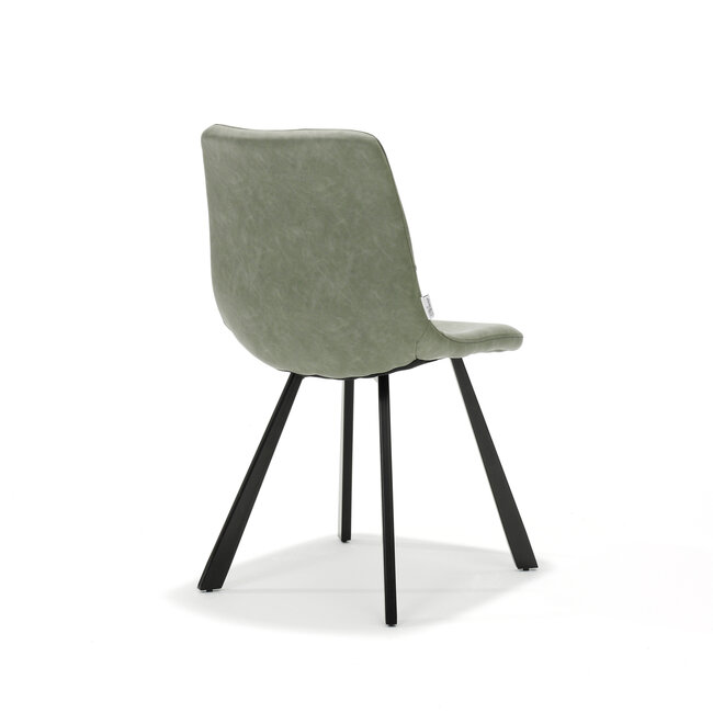 RV Design Eetkamerstoel Bari zonder armleuningen – vintage stof groen met zwart frame