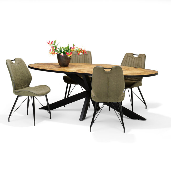 RV Design AGRA ovale eettafel 240 cm Visgraat