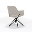 RV Design Draaibare eetkamerstoel Katy met armleuningen en auto-return – Teddy stof naturel