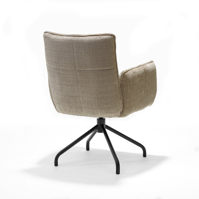 RV Design Draaibare eetkamerstoel Nova met armleuningen en pocketvering – Cremona Beige
