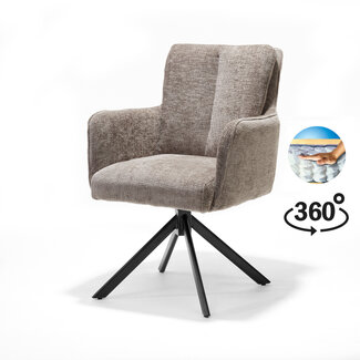 RV Design Draaibare eetkamerstoel Alex met armleuningen en pocketvering – Cremona Naturel
