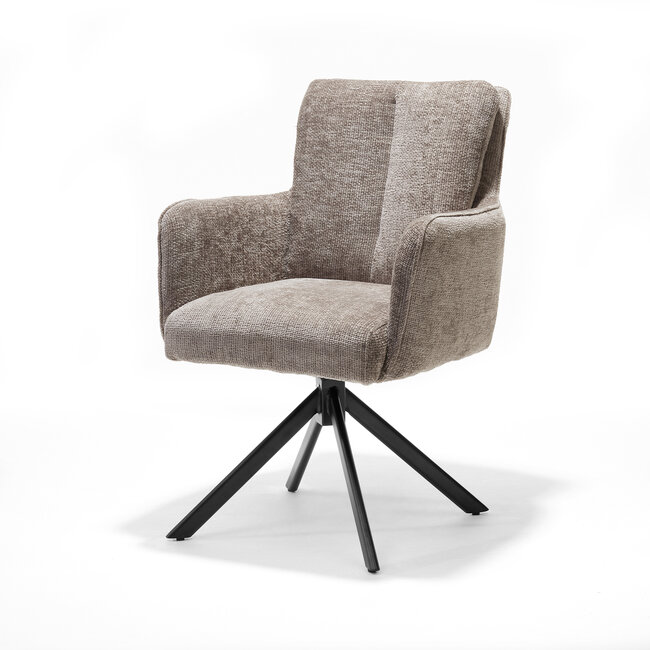 RV Design Draaibare eetkamerstoel Alex met armleuningen en pocketvering – Cremona Naturel