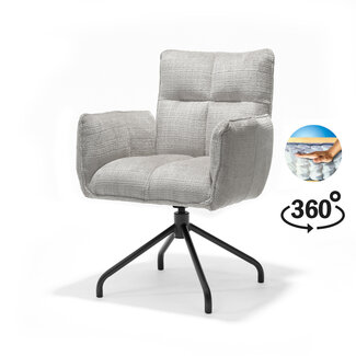 RV Design Draaibare eetkamerstoel Nova met armleuningen en pocketvering – Cremona Naturel